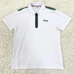 美品　フィラ　ポロシャツ　ホワイト　ロゴ　S　トレーニング　ゴルフ　テニス