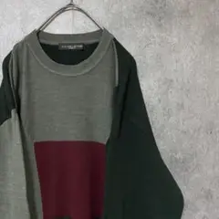 90S vintage 柄ニット セーター メンズ ウール 日本製 古着 A3