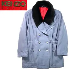 KENZO PARIS ハーフコート ファー 中綿 スカイブルー 日本製 M