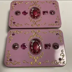 ジュエルギフト缶 小物入れ ダイヤ柄の装飾２個セット スチール缶