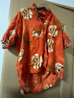 Roundy Bay アロハシャツ アメリカ古着オレンジ花柄