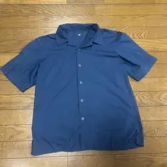UNIQLO ネイビー 半袖シャツ M オープンカラー