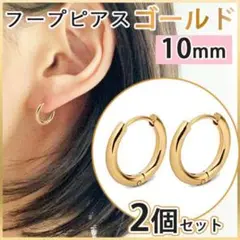 フープピアス リング ゴールド 2個 10mm プレゼント 両耳 サージカル