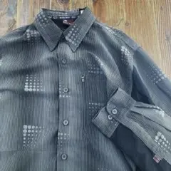 BUGLE BOY バックメッシュ ストライプ総柄シャツ