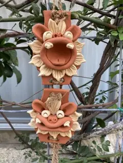 シーサー　壁掛け　魔除け　厄除け　御守り　笑顔　ニコニコ　沖縄