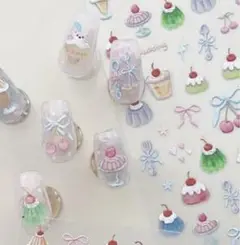 3Dエンボス　スイーツデザインネイルチップ・シール　ワンシート