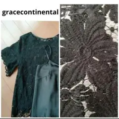 グレースコンチネンタル☆花柄レース刺繍半袖カットソー
