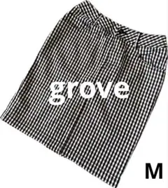 grove 美品　黒と白のギンガムチェック ミディ丈スカート　シンプル　綺麗め