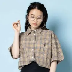 WEGO U.S. POLO ASSN. 別注BIGシャツ ベージュ チェック