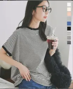 【新品未着用】ストライプ 半袖Tシャツ クルーネック