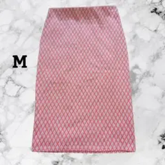 1点物✨ タイトスカート【M】ウエスト総ゴム ダイヤ柄 華やか レトロ