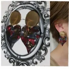 823＊メタルゴールド くすみカラー ハート 大人可愛い 高見え プチプラ 上品