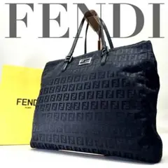美品 フェンディ トートバッグ ズッキーノ ブラック ナイロン 0573