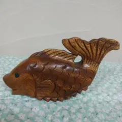 魚 木彫り 置物 アンティーク