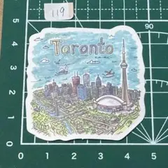 カナダ・トロントの街並みとCNタワーを描いた観光デザイン防水ステッカー
