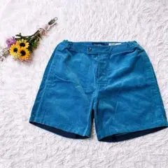 美品＊Gymphlex　英国製生地使用　コーデュロイ　ハーフパンツ　ブルー　Ｌ