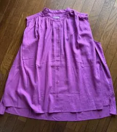 美品 FOUND GOOD ピンク ノースリーブ 麻レーヨン ブラウス L