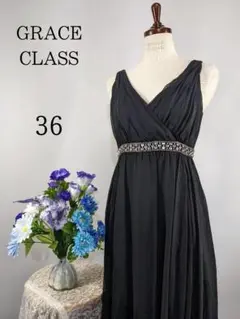 GRACECLASS 極美品 ひざ丈ワンピース シルク100% 黒系 Mサイズ