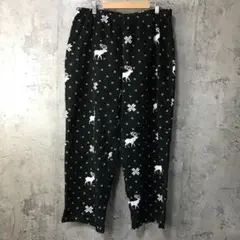 Y5357古着　柄パンツ　パジャマパンツ　黒　90s Y2K