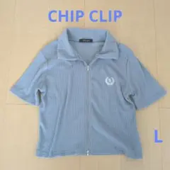 CHIP CLIP 美品 ジップアップ 半袖トップス ブルー系 スポーティ 春夏