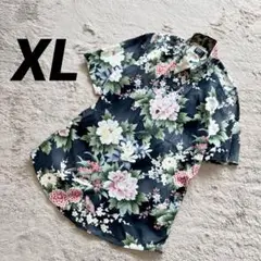 タケオキクチ　和柄　半袖　シャツ　アロハシャツ　XL グレー