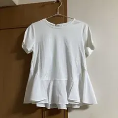未使用ホワイト ペプラム 半袖Tシャツ M