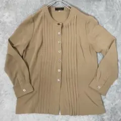 【leilian】レリアン 長袖トップス ブラウン系 前開きボタン シンプル