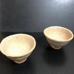 陶器製ひび割れ模様茶碗2個セット
