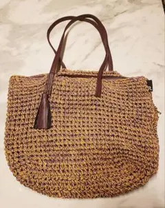 【お買い得】ROOTOTE かごバッグ 紫と黄色 タッセル付き