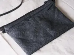 【KUON】ミニショルダーバッグ 麻グレンチェック墨コーティング