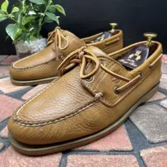 ティンバーランド【26.0】レザー 本革 デッキジューズ ブラウン 茶 シボ革