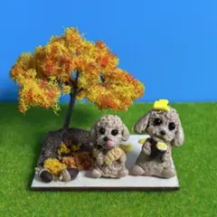 紅葉狩りを楽しむ トイプードル