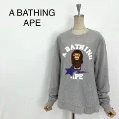 日本製 APE アベイシングエイプ スウェット トレーナー デカロゴ グレー