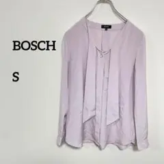 BOSCH 薄紫 長袖サテン風シャツ 薄手羽織り涼しげS b264②