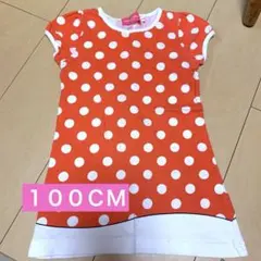 ミニーマウス 水玉模様 Tシャツ オレンジ