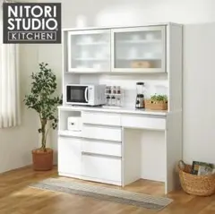 新品　未使用　ニトリ食器棚リガーレ　キャスターゴミ箱付き ニトリ 幅100cm キッチンボード(上置き・ダストボックス付き