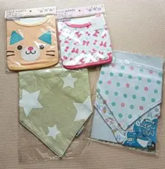 スタイ よだれかけ　5枚セット 猫　リボン　星　ドット