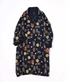 45R インディゴ超ガーゼプリントDRESS ワンピース