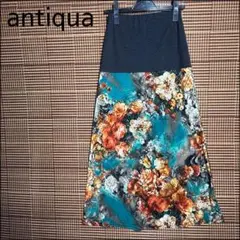 アンティカ/antiqua リブ2wayロングスカート アンティークフラワー柄