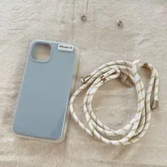 lulumi iPhone 13ケース ショルダー 斜めがけ ストラップ ブルー