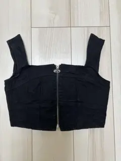 EMODA フロントジップデニムビスチェ 黒