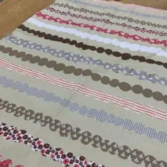 ドットボーダー柄　プリント ブラウン　オックス生地 108cm×40cm