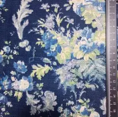 布◆厚手生地◆紺◆大きな花柄◆約50×55cm