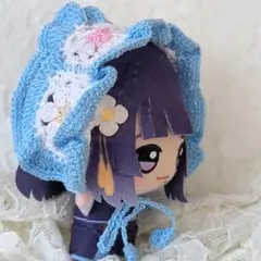 〈水色×白色〉ぬい服　ヘッドドレス　ちびぐるみ　にじぬい