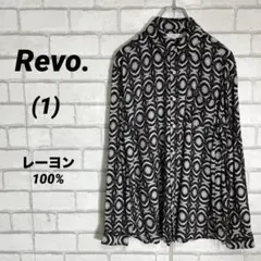 レーヨン100% Revo. 総柄　長袖シャツ　春夏　ヴィンテージ　USED
