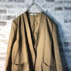 【ヴィンテージ】レトロ シンプルノーカラージャケット 古着used AS60