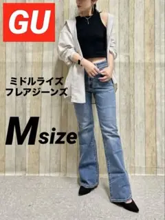 GU ミドルライズフレアジーンズ(丈標準73.0～77.0cm) M ブルー