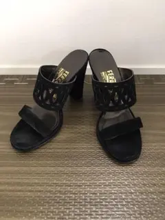 FERRAGAMO フェラガモ サンダル スエード ヒール 6D 約23cm