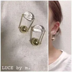76 再販 クリア ゴールド メタル ボール ブランコピアス　イヤリング