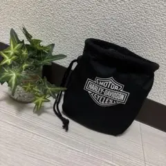 ハーレーダビッドソン ウエストポーチ 巾着型 ブラック ロゴプリント 送料込み